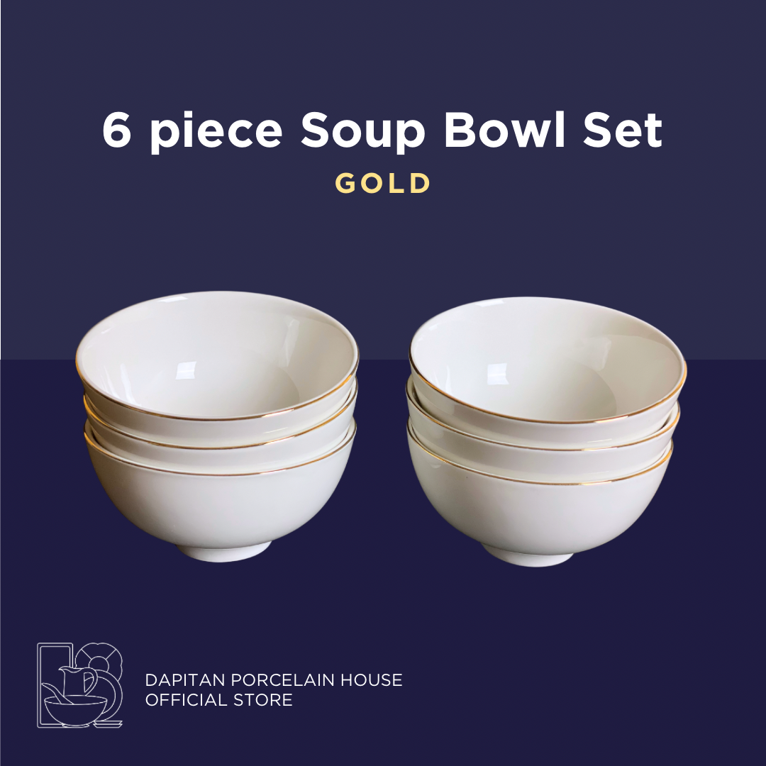 6-piece 6” Soup Bowl Set - Gold