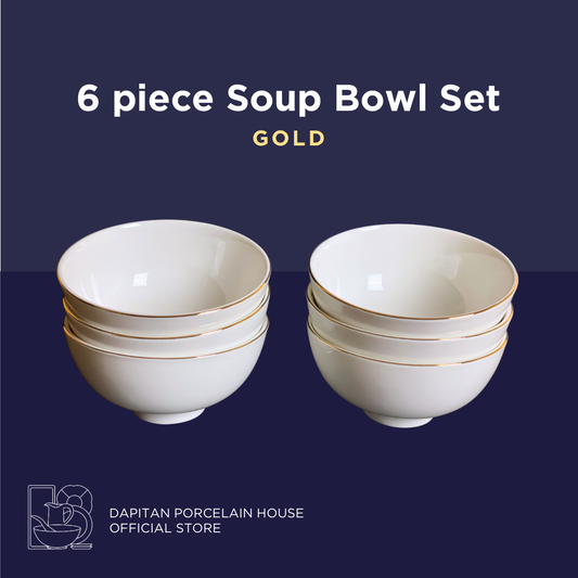 6-piece 6” Soup Bowl Set - Gold